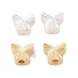 Rack Plating Eco-friendly Brass Beads, Lead Free & Cadmium Free, Long-Lasting Plated, Textured, Butterfly