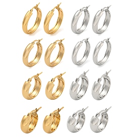 202 Stainless Steel Hoop Earrings, with 304 Stainless Steel Pins for Women