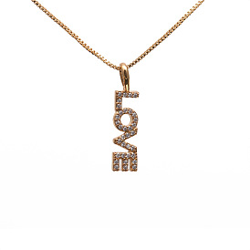 Stylish Copper Letter Necklace with Micro-Inlaid Zircon for Men and Women