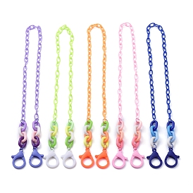 Colliers de chaîne de câble en plastique ABS personnalisés, chaînes de lunettes, chaînes de sac à main, avec anneaux de liaison en acrylique et fermoirs pinces de homard en plastique