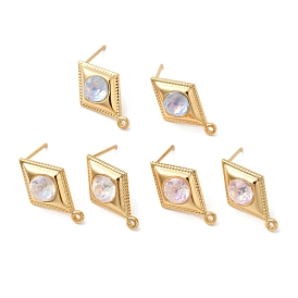 Находка для стеклянной серьги-гвоздика, ромб, с латунной фурнитурой , без никеля , реальный 18 k позолоченный