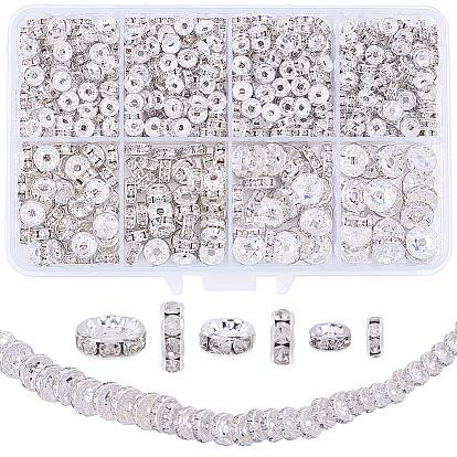 520 шт. Латунные бусины-распорки со стразами, без кадмия и без свинца, прямой фланец, рондель