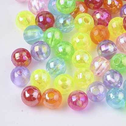 Transparent Acrylic Beads, AB Color, Round