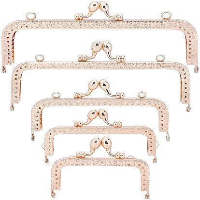 5Pcs 5 Style Iron Purse Handle Frame, for Bag Sewing Craft