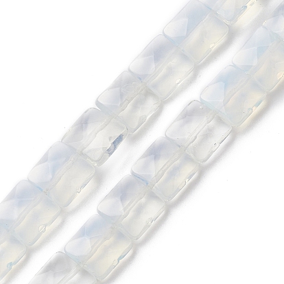 Perles opalite brins, carré à facettes