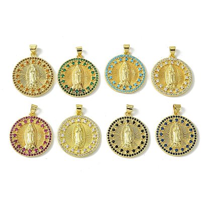 Латунные микро проложить кубического циркония подвески, без кадмия, без никеля и без свинца, плоский круглый и девственный