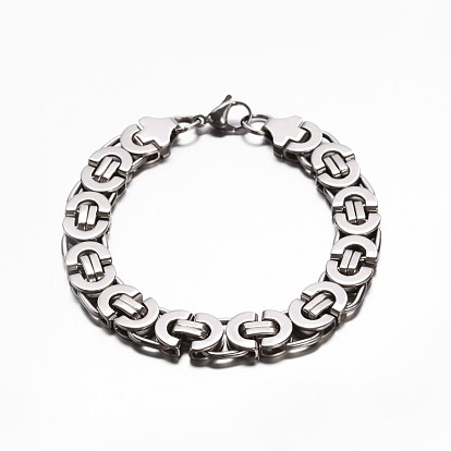 201 Stailess Steel Byzantine Chain Bracelets, with Lobster Claw Clasps