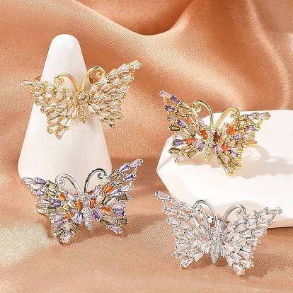 Кольца-бабочки из латуни с микропаве из кубического циркония для женщин