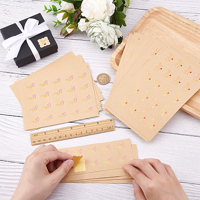 Olycraft 400Pcs 8 Style Kraft Paper Sealing Stickers, Label Paster Picture Stickers, for Gift Packaging