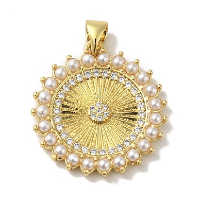 Стойка металлическая латунная микропрофилированная кубическая циркония подвески, с abs имитационными жемчужными бусинами , без кадмия и без свинца, долговечный, плоско-круглые