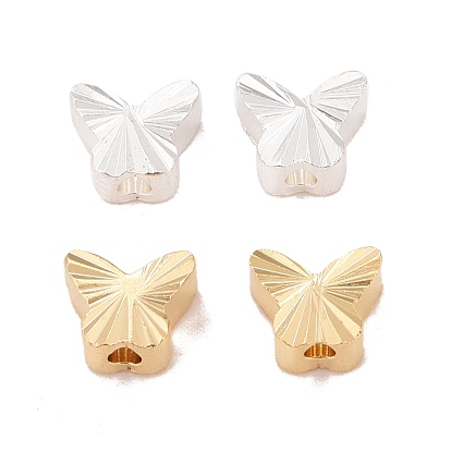 Rack Plating Eco-friendly Brass Beads, Lead Free & Cadmium Free, Long-Lasting Plated, Textured, Butterfly