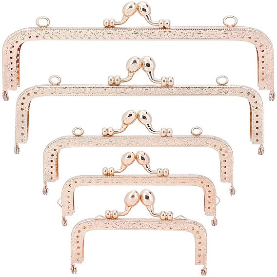 5Pcs 5 Style Iron Purse Handle Frame, for Bag Sewing Craft