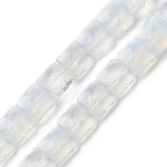 Perles opalite brins, carré à facettes