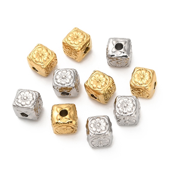 304 из нержавеющей стали бусы, Кубик с цветком