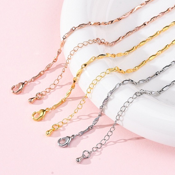 Ожерелья из латунных витых звеньев цепи, с 304 из нержавеющей стали омара застежками, без свинца и без кадмия, долговечный, стойки покрытие