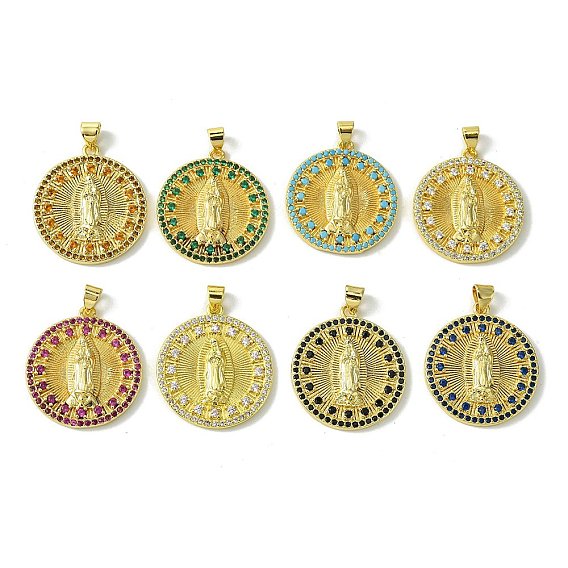 Латунные микро проложить кубического циркония подвески, без кадмия, без никеля и без свинца, плоский круглый и девственный