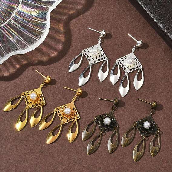 Серьги-люстры из гальванизированной латуни, ромб