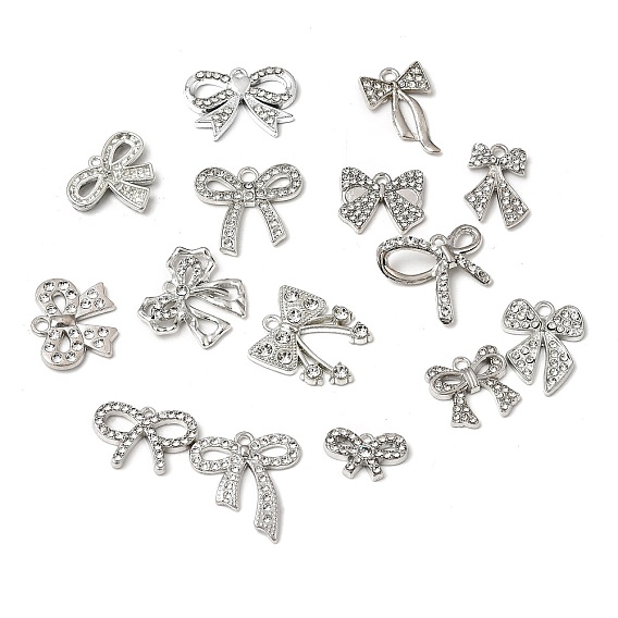 Aleación con colgantes de diamantes de imitación de cristal, encantos del bowknot