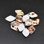 Rhombus Tiger Cowrie Shell Links Connectors, 18x12x3mm, Hole: 1mm