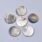 Noir pendentifs shell lèvres, plat rond