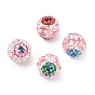 Spooky Printed Acrylic Beads, Eyeball, with Resin Rhinestone