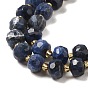 Natural Sodalite Beads Strands, with Seed Beads, Faceted Rondelle