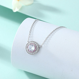Stylish S925 Silver Pendant Necklace with Zirconia and December Birthstone