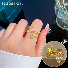 Adjustable Double-layer Micro-inlaid Ring - Women's Fashion Jewelry, Open-ended Design.