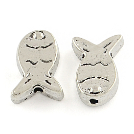 Tibetan Style Fish Alloy Beads, Cadmium Free & Lead Free, 11.5x8x3.5mm, Hole: 1mm, about 1086pcs/1000g
