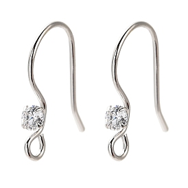 Anti-Tarnish Rhomdium Plated 925 Sterling Silver Micro Pave Single Cubic Zirconia Ear Wire