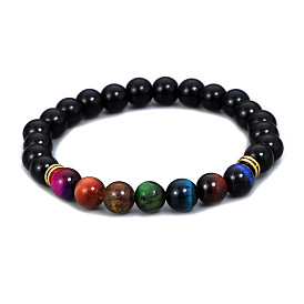 Colorful Tiger Eye Stone Beaded Bracelet for Men - 8mm DIY Handmade Jewelry