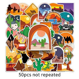 50Pcs Desert PET Stickers, Self-adhesive Decals, for Suitcase, Skateboard, Refrigerator, Helmet