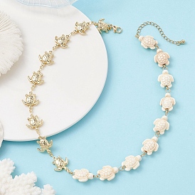 304 Колье из нержавеющей стали и синтетической бирюзы для женщин, форма черепахи