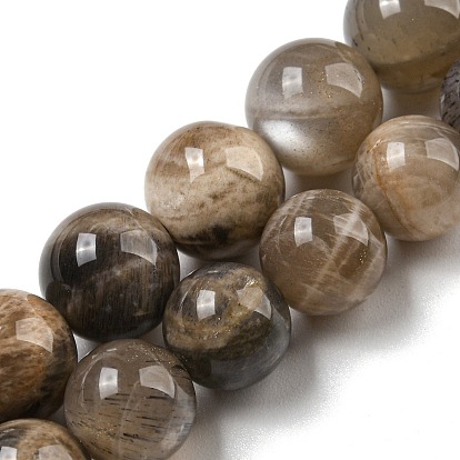 Натуральный черный лунный камень бисер пряди, круглые