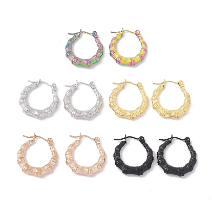 304 Stainless Steel Bamboo Chunky Hoop Earrings for Women Ion Plating(IP)