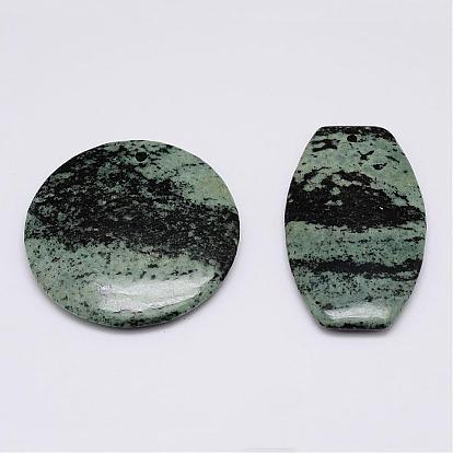 Natural Green Zebra Jasper Pendants, Mixed Shapes