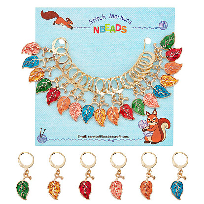 18 шт. 6 цветной сплав эмалированные подвески в виде листьев с замком маркеры петель, с золотым оттенком 304 фурнитура для серег с защелкой из нержавеющей стали