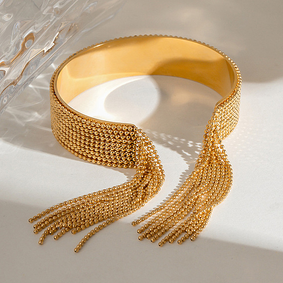 304 браслеты-манжеты из нержавеющей стали с кисточками для женщин