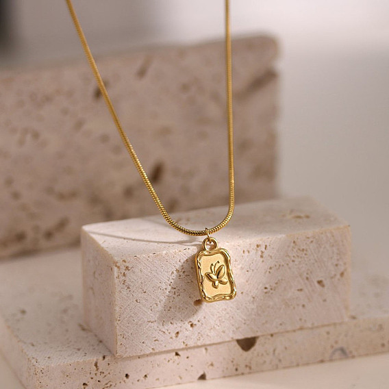 304 Прямоугольная цепочка из нержавеющей стали с подвеской в виде бабочки, круглая, в виде змеи, для женщин