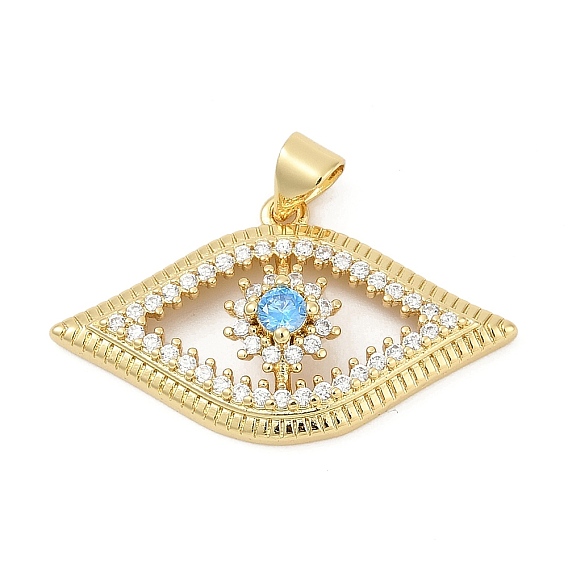 Латунные микро проложить кубического циркония подвески, Злые чары глаз, без кадмия и без свинца, прочное покрытие, стойки покрытие