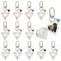 12pcs pendentifs décoratifs en forme de cœur en laiton, avec des breloques en alliage et en strass de verre