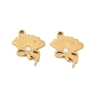 304 Stainless Steel Enamel Pendants, Fan with Bowknot Charms, Ion Plating(IP)