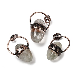 Подвески из натурального зеленого кварца, овальные подвески с латунной фурнитурой, без кадмия и без свинца, Красная медь