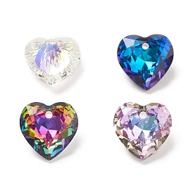 Glass Rhinestone Pendants, Faceted, Heart