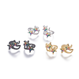 Brass Cubic Zirconia Cuff Earrings, Star