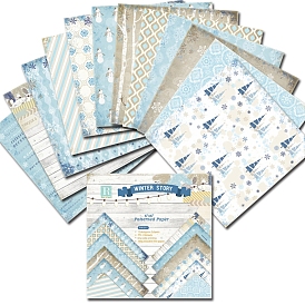 24Pcs 12 Styles Square Scrapbook Paper Pads, for DIY Album Scrapbook, Greeting Card, Background Paper