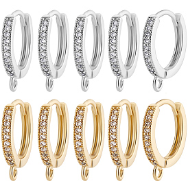12 шт. 2 цвета латунь микро паве прозрачный кубический цирконий кольца серьги фурнитура, с горизонтальной петлей
