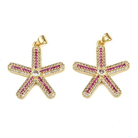 Латунные микро проложить кубического циркония подвески, прелести морская звезда, без кадмия и без свинца, стойки покрытие, долговечный