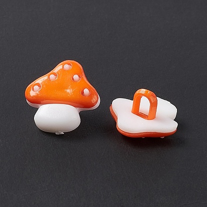 Acrylic Shank Buttons, 1-Hole, Dyed, Mushroom, 15x15x8mm, Hole: 4x3mm