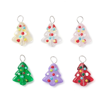 Подвески ручной работы из неровной стеклянной эмали, очарование рождественской елки, с 304 петлей из нержавеющей стали